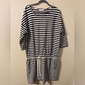 Womens Vineyard Vines Terry Cloth Blue White Striped Dress Size XL 100% Cotton
